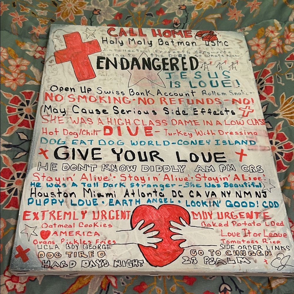Colorful Text Outsider Art Canvas